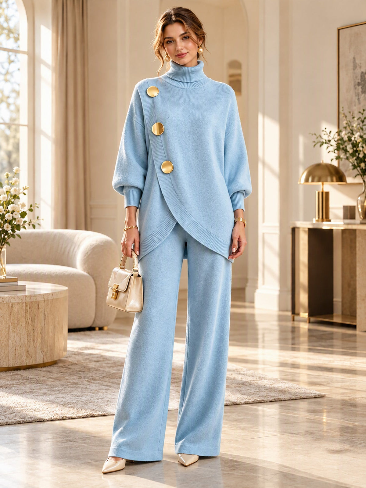 Elegant Sweater & Wide-Leg Pants Set