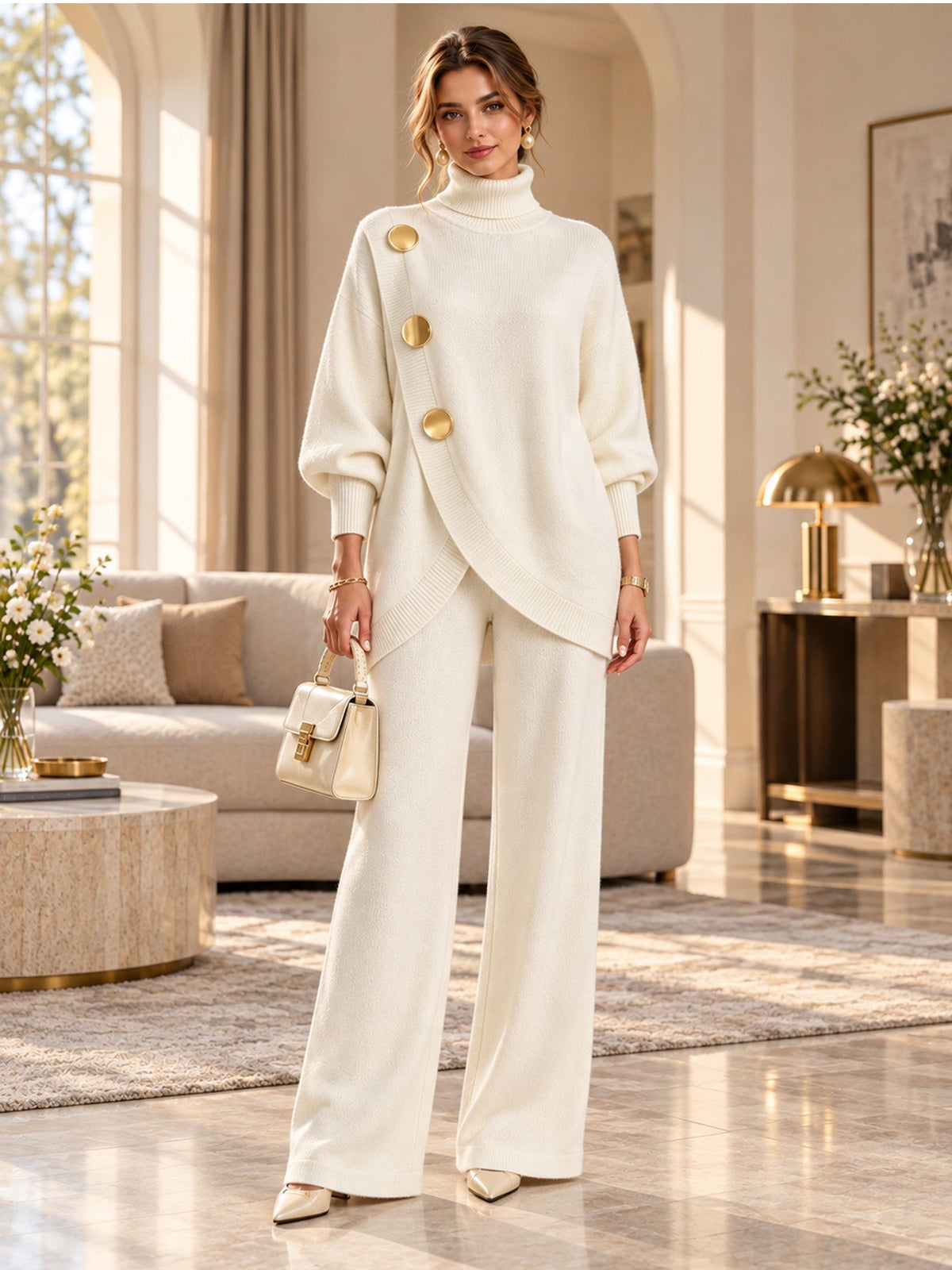 Elegant Sweater & Wide-Leg Pants Set