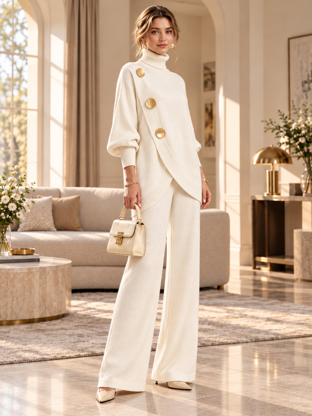 Elegant Sweater & Wide-Leg Pants Set