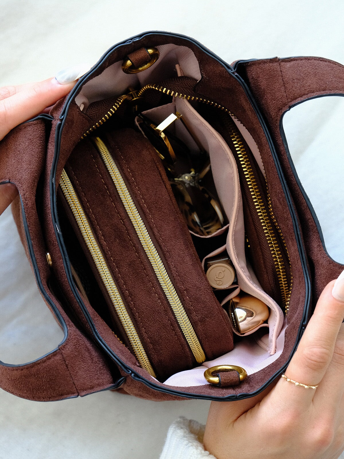 The Pick Me Up Tote Espresso Suede
