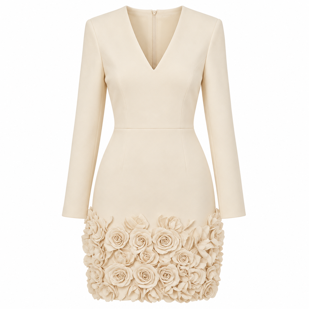 Rose Hem V-Neck Dress